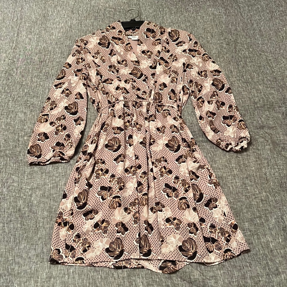 Bar III Womens 3/4 Sleeve Lined Floral Print Faux-Wrap Dress